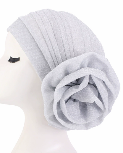 New Brilliant Silk Large Flower Hood Headscarf Hat, Ethnic Hat, African Head Wrap.