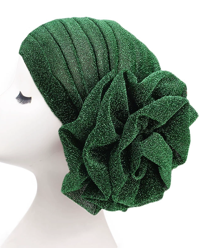 New Brilliant Silk Large Flower Hood Headscarf Hat, Ethnic Hat, African Head Wrap.