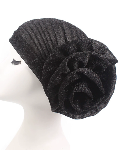 New Brilliant Silk Large Flower Hood Headscarf Hat, Ethnic Hat, African Head Wrap.