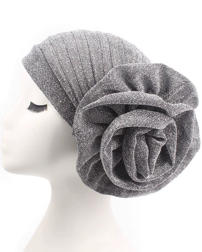 New Brilliant Silk Large Flower Hood Headscarf Hat, Ethnic Hat, African Head Wrap.