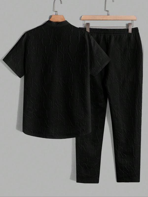 letter T-shirt and drawstring pants spring and summer casual set