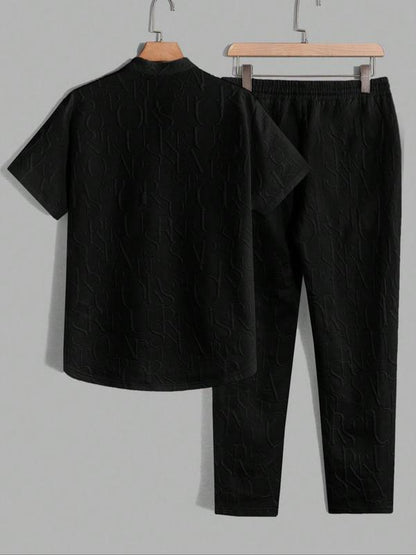 letter T-shirt and drawstring pants spring and summer casual set