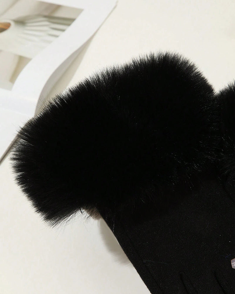 Touchscreen Velvet Imitation Rabbit Fur Gloves Velvet Warm Cold-proof Plush Gloves