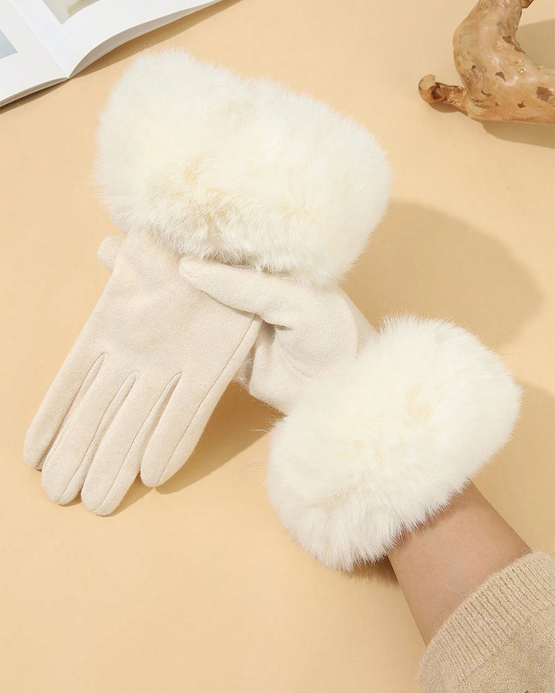 Touchscreen Velvet Imitation Rabbit Fur Gloves Velvet Warm Cold-proof Plush Gloves