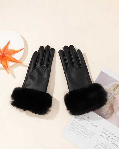 Warm Windproof Waterproof Velvet Thickened Fashion Hair Touch Screen Gloves