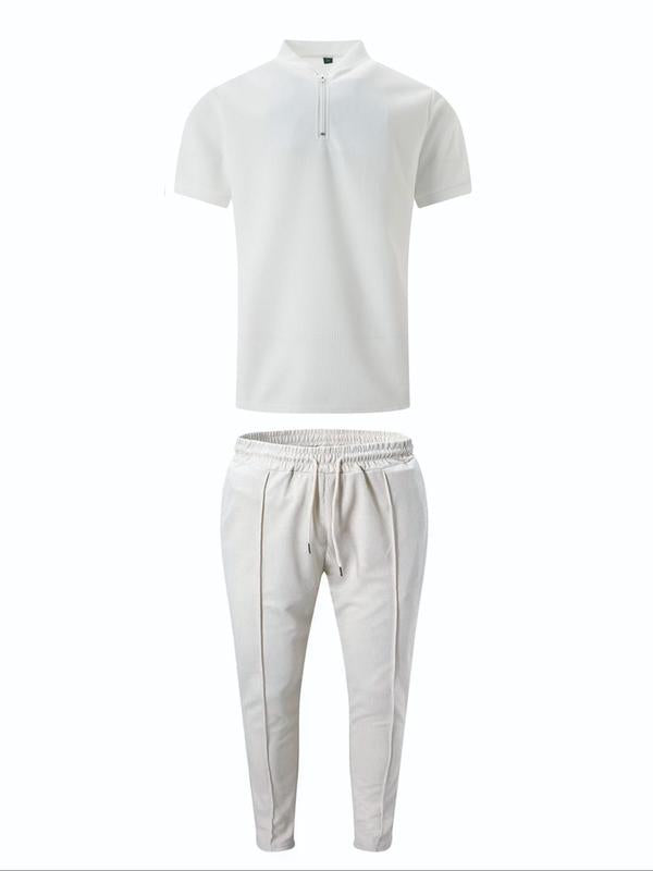 Men's Pure Color Jacket and Sports Leisure Long Pants