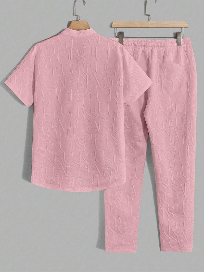 letter T-shirt and drawstring pants spring and summer casual set