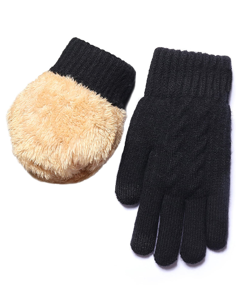 Warm Gloves Velvet Padded Arctic Velvet Winter Touch Screen Knitted Gloves