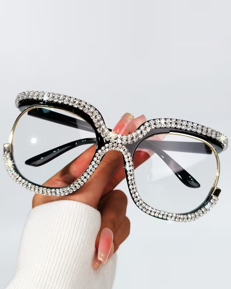 Rhinestone Glasses Fashion Women Oversized Glasses