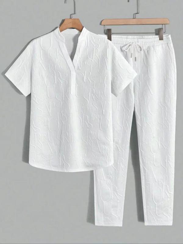 letter T-shirt and drawstring pants spring and summer casual set