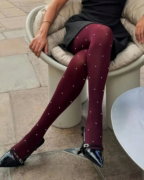 1pc Women's 100D Soft & Elegant Polka Dot Knit High Elasticity Tights