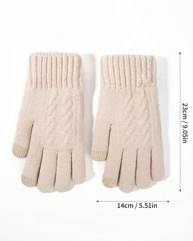 Warm Gloves Velvet Padded Arctic Velvet Winter Touch Screen Knitted Gloves