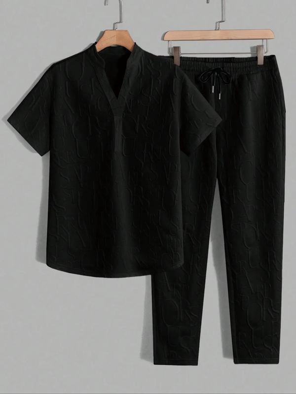 letter T-shirt and drawstring pants spring and summer casual set