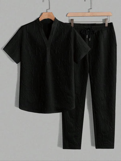 letter T-shirt and drawstring pants spring and summer casual set